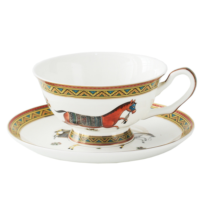 Coffee Tea Set - 도자기 찻잔과 받침 세트(숟가락 포함), 말
