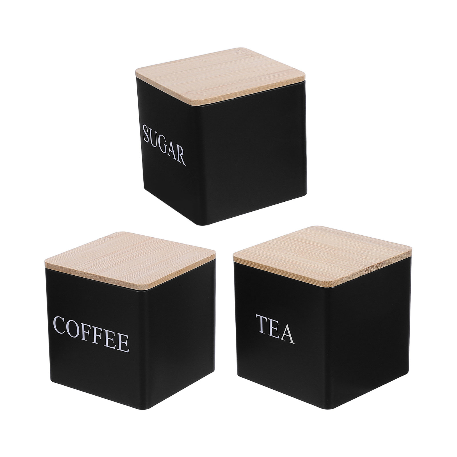3개 세트 금속 차/커피/설탕 보관 용기, 대나무 뚜껑 - Coffee Tea Set 리뷰 및 가격